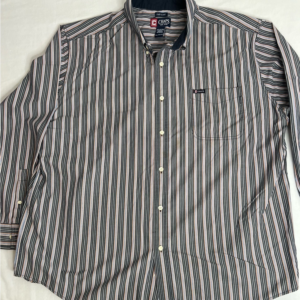 Ralph Lauren Chaps Mens 2XL Shirt Long Sleeve Button-Down Multicolor Striped